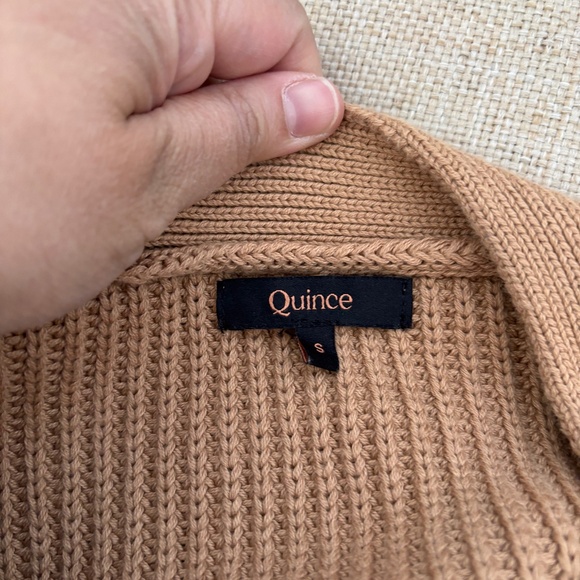 Quince Tan Oversized Boyfriend Ribbed Cotton Cardigan - Size Small - Picture 2 of 6
